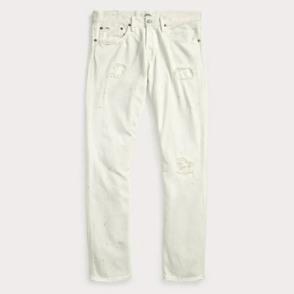 Polo Ralph Lauren Men's Sullivan Slim Distressed Jean White Size 38 (MSRP $198)